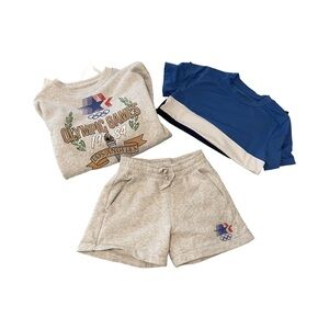 A&F Kids Olympic Games 1984 Gray Sweatshirt and Shorts Set with Blue Tee (7/8)
